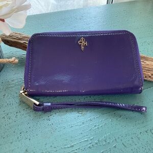 Cole Haan Patent Purple Wristlet Wallet
